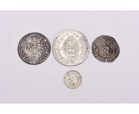 A small assorted collection of European silver coinage comprising: Spain - real of Seville, Isabel I and Ferdinand V (1474, 1