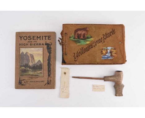AMERICAN FRONTIER ITEMS. A yellow metal nugget tie pin, weight approx 2.2g. With WILLIAMS, John H, Yosemite and its High Sier