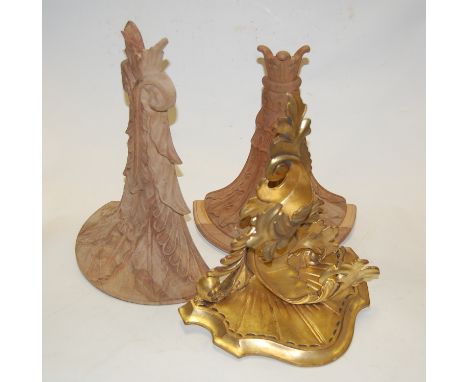 A giltwood wall bracket in the Roco style, together with a pair of wall brackets (3)