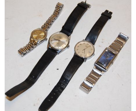 Four various gents fashion watches to include; Rotary steel cased mechanical watch, Timex Quartz etc 
