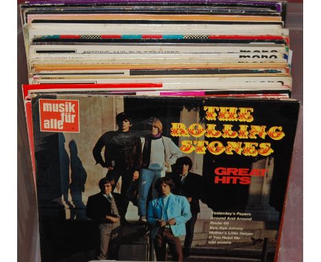 A box of assorted LPs to include; Rolling Stones Great Hits, Fats Domino, The Who Rocks America, Cliff Richard etc 