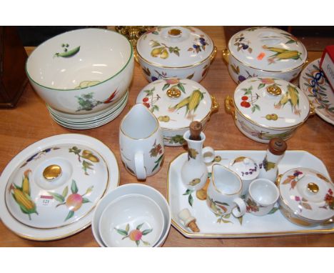 A collection of Royal Worcester oven to table wares in the Evesham pattern, together with a Prinknash Green Fingers pattern b