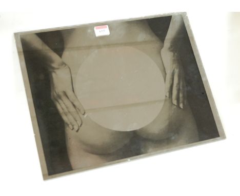 A lithograph printed rectangular wall mirror 