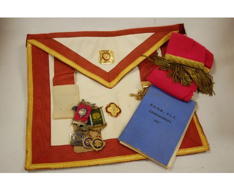 A Royal Antediluvian Order of Buffaloes Masonic jewel, presented to Brother Ernest O'Goody, Pride of Stowmarket; together wit