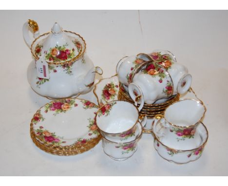 A  Royal Albert six place setting tea service in the Old Country Roses pattern