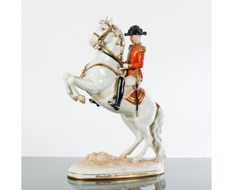 VIENNA PORCELAIN REARING HORSE AND RIDER FIGURE
depicting a rider from the Spanish Riding School, with polychrome enamel and 