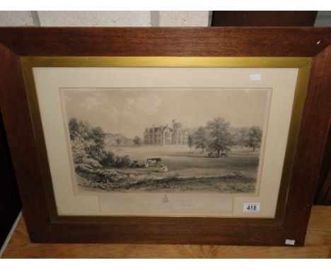 A framed and glazed lithograph of a Priory.