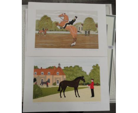 2 limited edition French artist proof lithographic prints 19/24 Army officer on rearing horse and 29/32 Guardsman and horse a