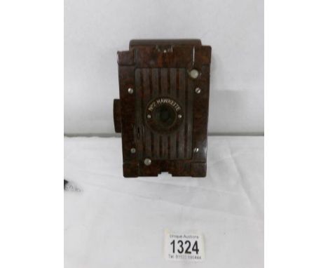 A vintage Hawkey No. 2 bakelite camera.