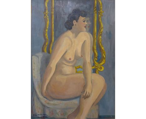 * Dauberville, portrait of a female nude, oil on canvas, dated 1944, unframed