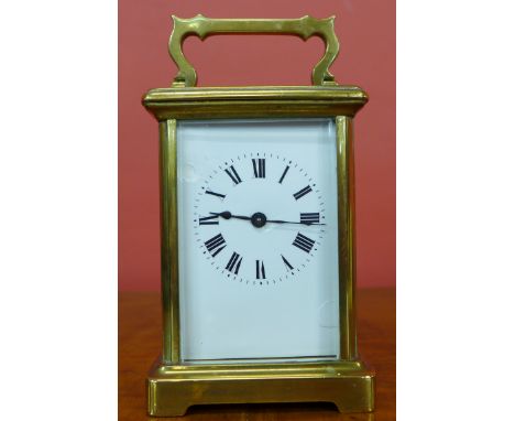 A French brass carriage clock, a/f