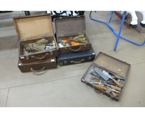 Assorted tools and tool boxes