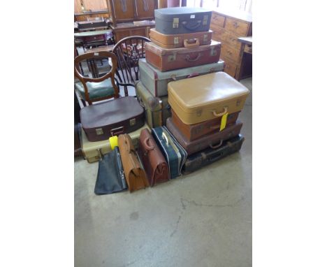 Assorted suitcases, travel trunk, etc.