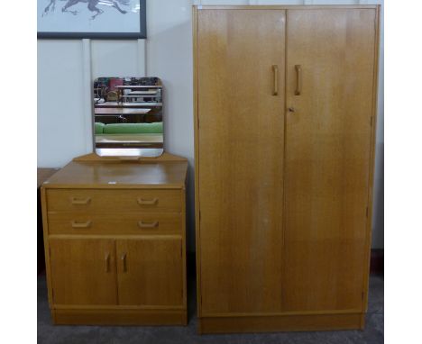 A G-Plan, E. Gomme light oak two piece bedroom suite
