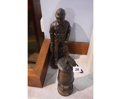 Miners lamp and figure