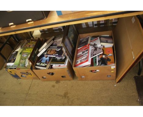 Three boxes of books and various prints