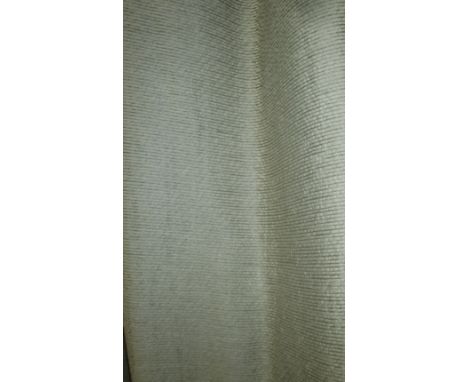 CURTAINS, a pair, by de La Couna, Walton Street, in a paper bark fabric with beaded fringe, lined and interlined, each approx