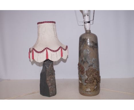 Slate lamp together with Arran pottery lamp base