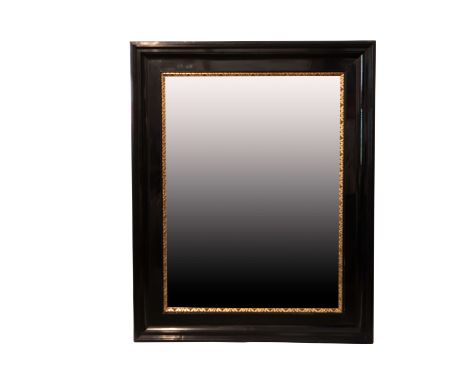 Holzrahmen, ebonisiert und lackiert, Messingleiste um den Spiegel, Höhe 154,5 cm, Breite 122 cm| Wooden frame, ebonized and l