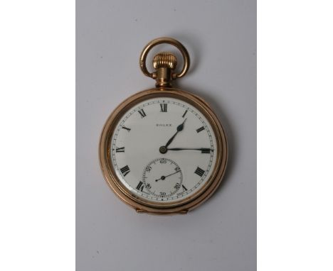 A Rolex pocket watch with button wind movement, with second subsidiary dial in a gold plated Dennison case