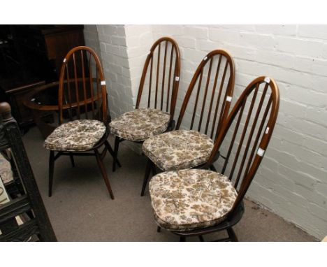 Four Ercol beech dining chairs 