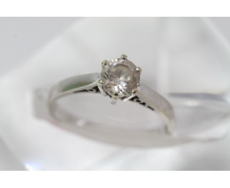 A 9ct white gold ring inset with a CZ solitaire