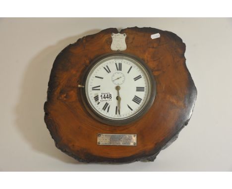 A masonic mounted 1720-1750 elm water pipe clock that was laid by the New River Company in London (Vernon Chapel Lodge)