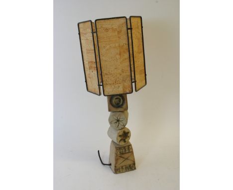 An art pottery table lamp in the manner of Bernard Rooke.