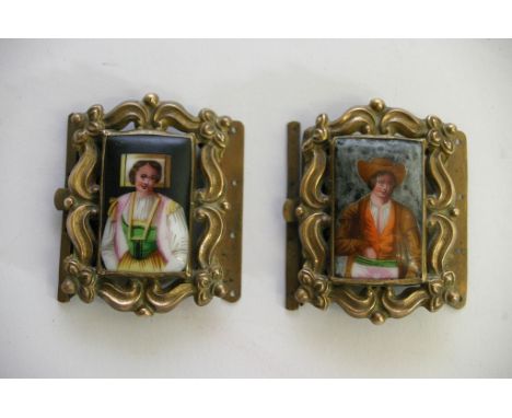 A pair of late 19th Century continental painted enamel buckles.
