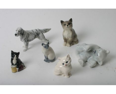 Six ceramic figures of animals to include examples by Beswick, Royal Doulton and others.