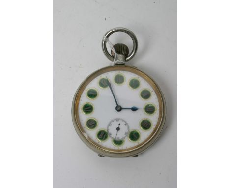 A silver plated travelling clock in fitted silver case having repousse decoration, Birmingham 1902. 