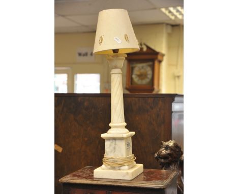 A white marble Column table lamp