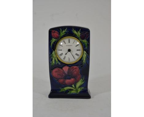 A Moorcroft Anemone pattern mantle clock
