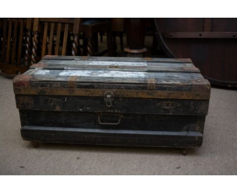 A wood and  zinc lined ship's trunk