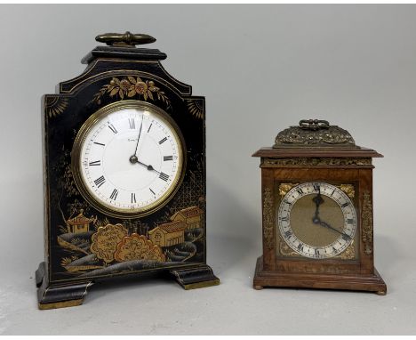 AN ASPREY CHINOISERIE MANTEL CLOCK AND A SMALLER ASPREY CLOCKTallest 21 cm