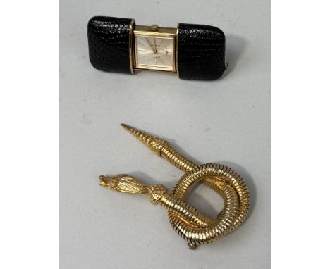 A MAPPIN MOVADO WATCH ALONG WITH A COSTUME ARTICULATED SNAKE BROOCH