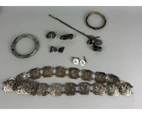 CHINESE JEWELLERY TO INCLUDE SILVER AND JADE 
