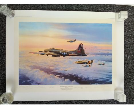 Mighty Eighth Coming Home multiple signed WW2 Robert Taylor print. 33 x 25 inches. Numbered 13/1250. A Golden Anniversary edi