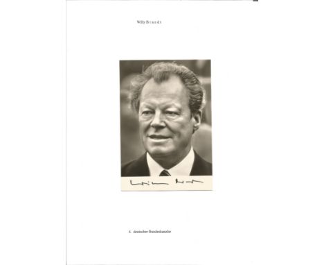 Willy Brandt signed 6 x 4 b/w portrait photo, former German Chancellor. Good Condition. All. Good Condition. All autographs a