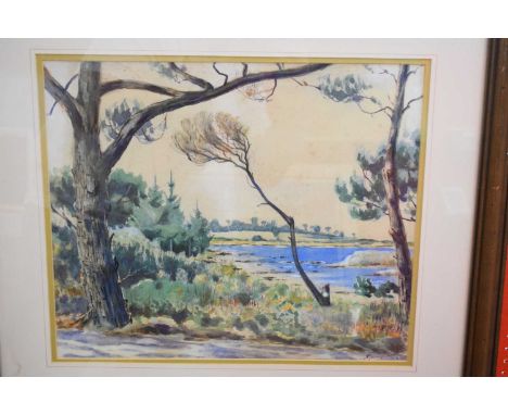 Harry M, indistinctly inscribed (19th/20th century), River view, watercolour, signed lower right, 36 x 44cm