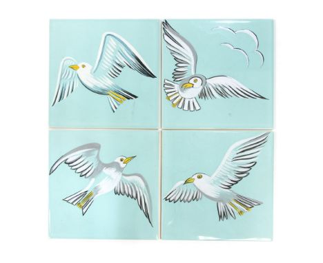 Four Carters, Poole Studio tiles, Seagulls 1961, 15cm square (4)