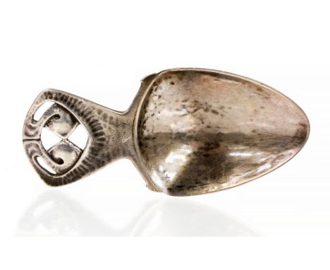 Archibald Knox (attributed) for Liberty, an Arts and Crafts silver caddy spoon, planished form with open Celtic bud design, W