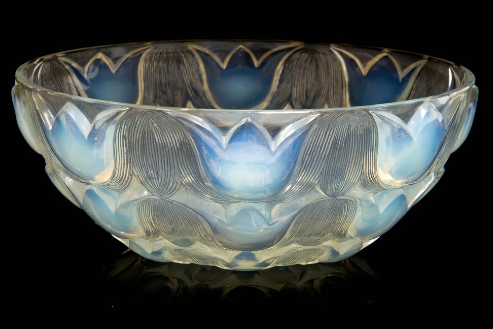 Rene Lalique, Campanules blue opalescent glass bowl, designed circa ...