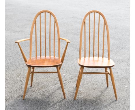 A set of six Ercol Quaker chairs, light elm and beech (6)