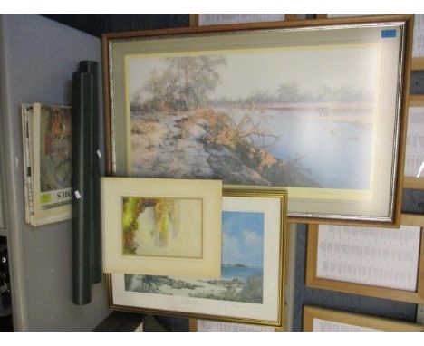 Mixed pictures to include on L Bowden print, John Hamilton signed print, David Shepherd signed print and mixed newspapers, J 