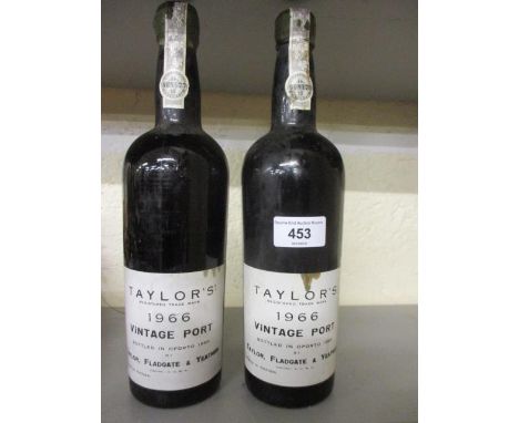 Two bottles o f Taylors 1966 vintage port, neckline 