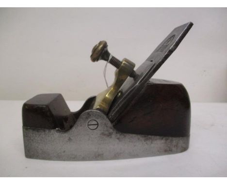 An antique brass, steel and walnut woodworking smoothing plane, stamped T Sorby and engraved W R Murry, 7" l 