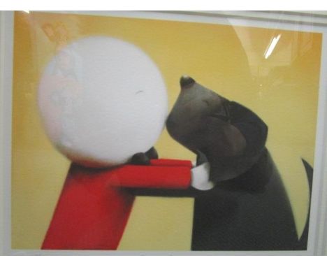 Signed Indistinctly - a limited edition print entitled 'Big Kiss' no 435/595, 6 7/8" x 8 2/8", mounted in a glazed frame 