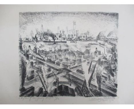 Adriaan Lubbers - 'Skyline of Jersey Heights' limited edition lithograph 31/50, signed, dated 1930 and titled, 15" x 22", ove