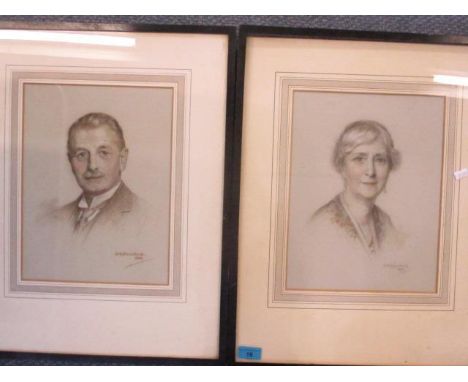 D R Beresford - A pair of 1930s pastel portraits, 12 1/2" x 9 1/2", framed 